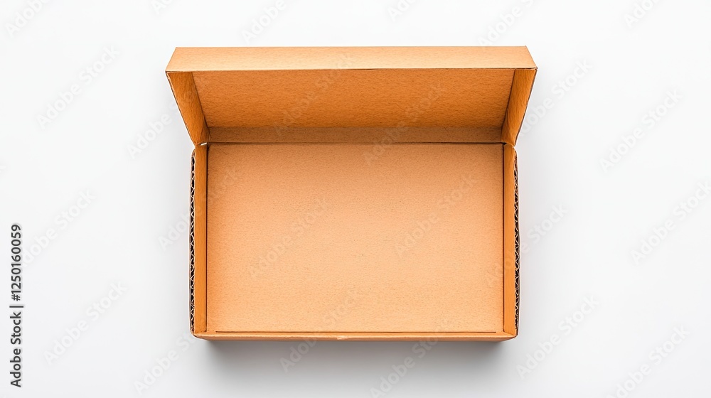 Empty cardboard box viewed from above, showcasing its interior and clean edges, ideal for packaging Empty cardboard box viewed from above, showcasing its interior and clean edges, ideal for packaging