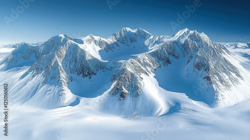 Wallpaper Mural Majestic snow-covered mountain range under a clear blue sky with vast icy plains below Torontodigital.ca