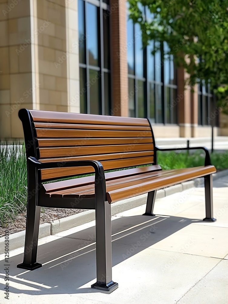 Stylish Outdoor Wooden Bench for Relaxation and Leisure : Generative AI Stylish Outdoor Wooden Bench for Relaxation and Leisure : Generative AI