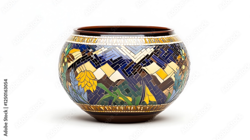 Hand-painted Ceramic Bowl with Floral and Geometric Design AI Generated Hand-painted Ceramic Bowl with Floral and Geometric Design AI Generated