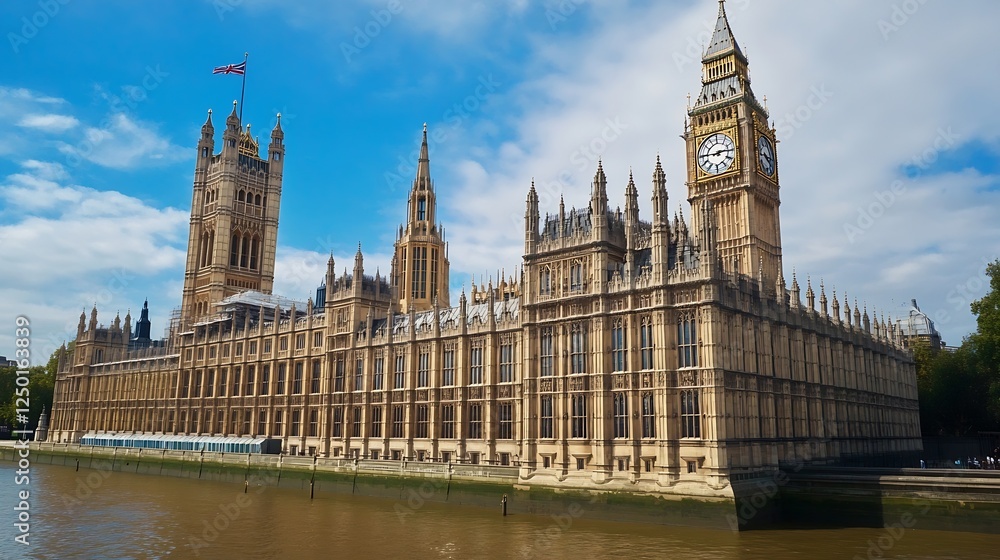 Stunning View of the Iconic Big Ben and the Houses of Parliament in London : Generative AI Stunning View of the Iconic Big Ben and the Houses of Parliament in London : Generative AI