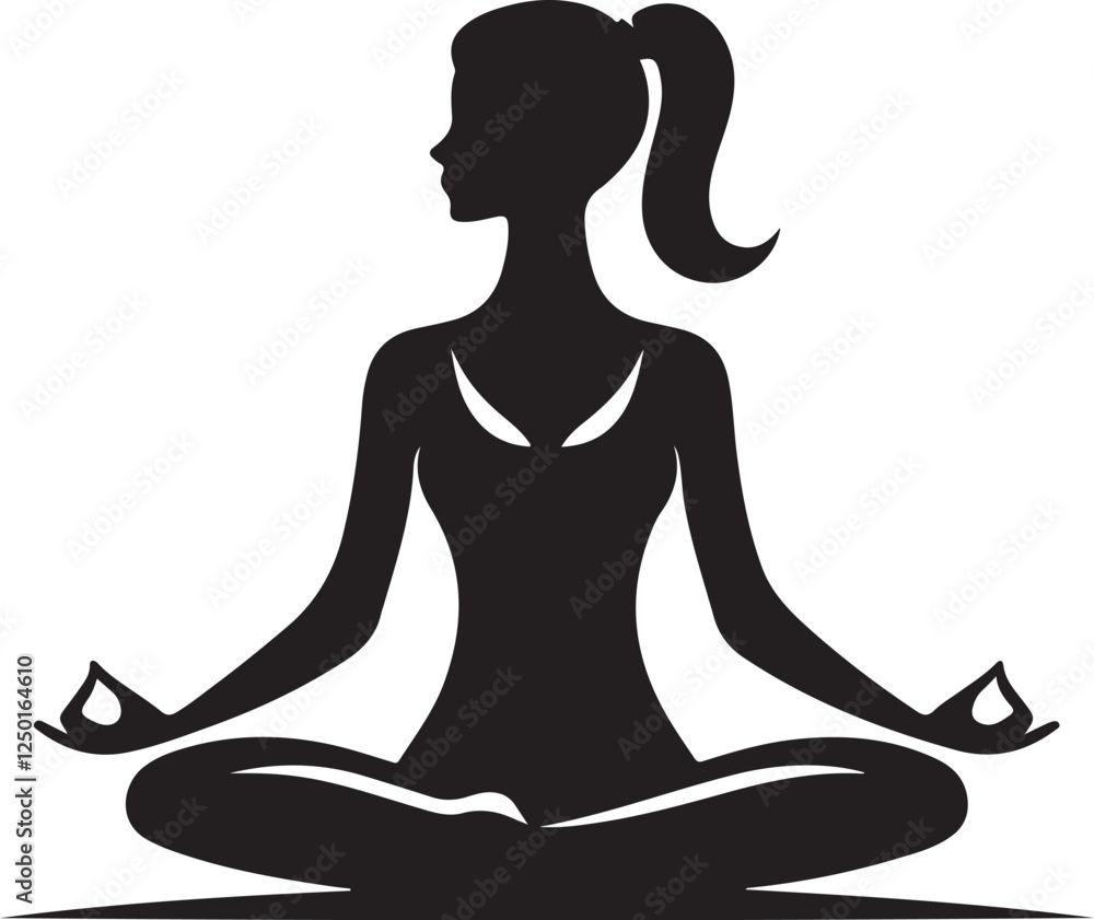A black silhouette of a woman in a yoga pose
A black silhouette of a woman in a yoga pose