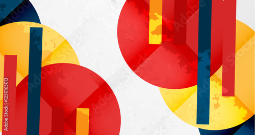 Squares, circles and triangles and grainy noisy texture. Vector Illustration For Wallpaper, Banner, Background, Card, Book Illustration, landing page