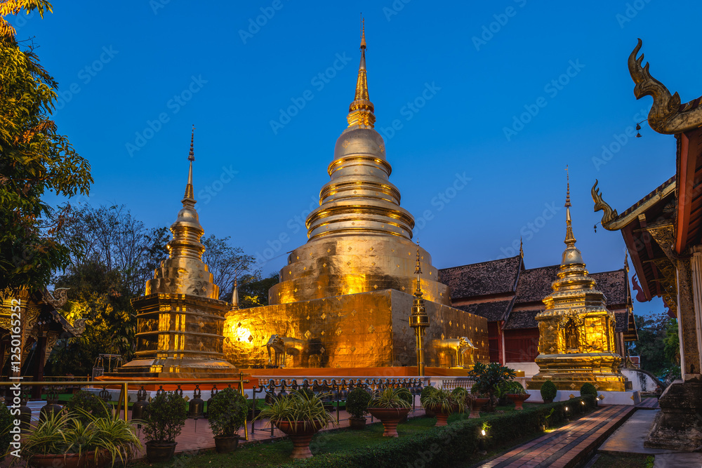 Naklejka premium Stupa at Wat Phra Singh located in Chiang Mai, Thailand
