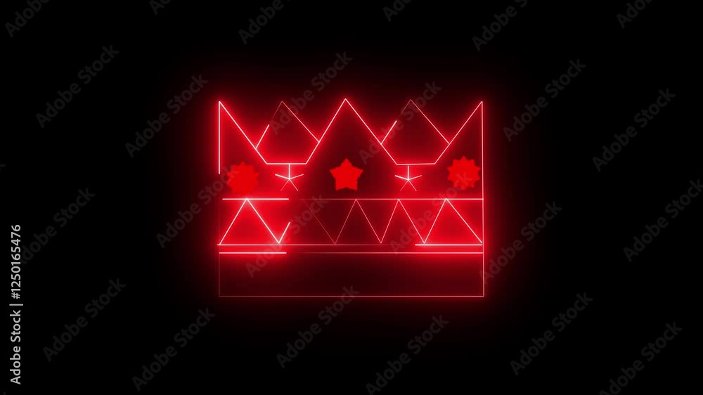 Neon line glowing scarlet color king .4k video animation black background. Neon line glowing scarlet color king .4k video animation black background.