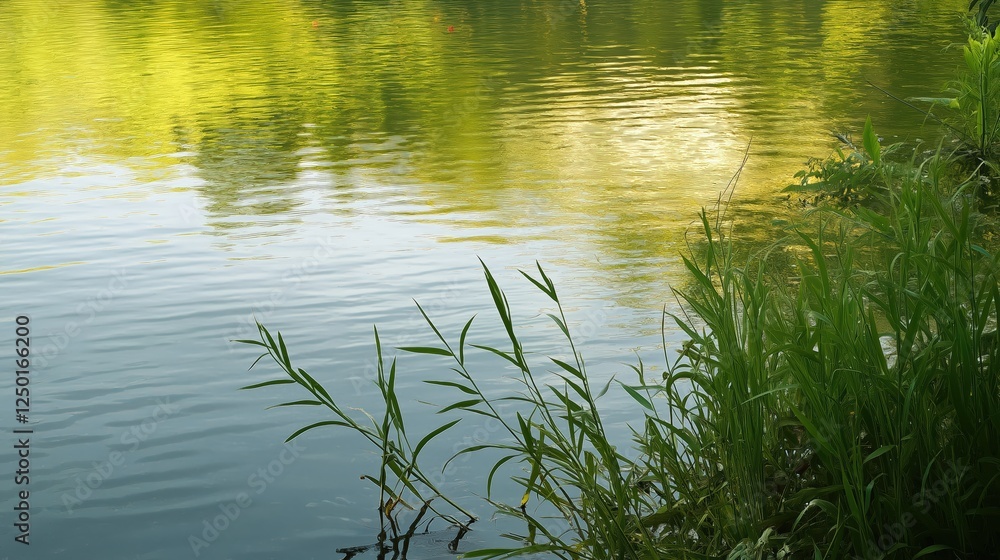 Tranquil Water Reflecting Greenery Landscape Tranquil Water Reflecting Greenery Landscape