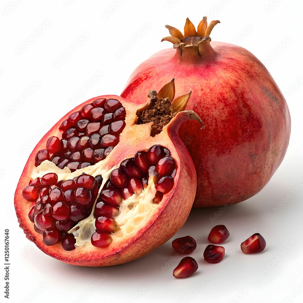 exotic and delicious pomegranate on white backgroud exotic and delicious pomegranate on white backgroud