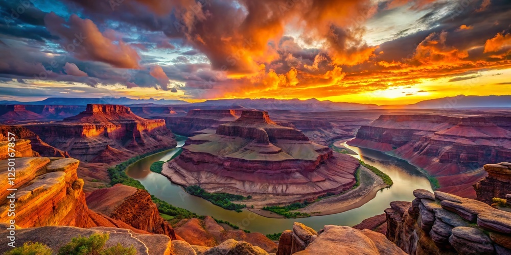 Obraz premium Dead Horse Point State Park, Canyonlands National Park, Utah, USA - Dramatic Dusk Landscape Photography