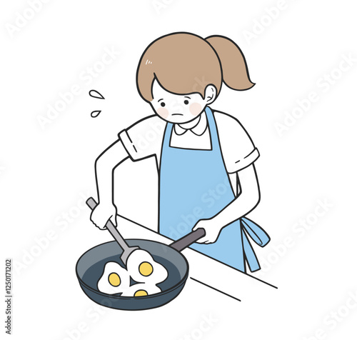 ヤングケアラー 食事の支度をする子供のイラスト