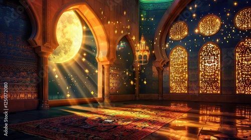Enchanting Moonlit Palace Interior.