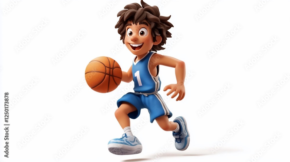 Cartoon boy dribbling basketball. Cartoon boy dribbling basketball.