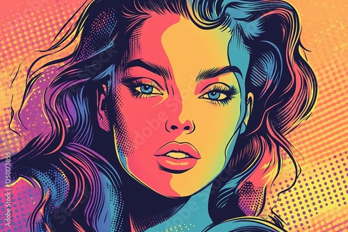 Vibrant portrait showcasing bold colors and dynamic lines, highl photo