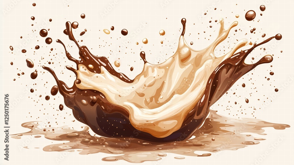 3D chocolate splash isolated on a white background, 3D chocolate splash isolated on a white background,
