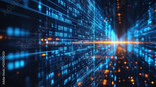 Wallpaper Mural Blue Technology Background with Network Connections and Digital Data Flow, Representing Global Communication, Digital Systems, and High-Tech Innovations in Networks Torontodigital.ca