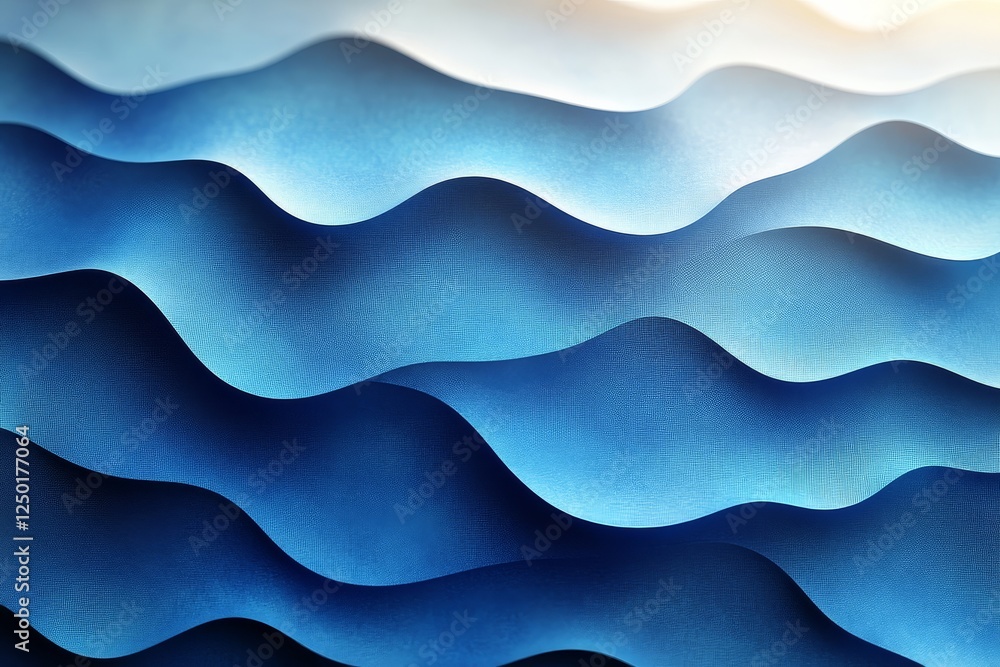 Fototapeta premium 3D render of a blue gradient pattern with a tooth-like shape, creating a seamless texture for a modern design.