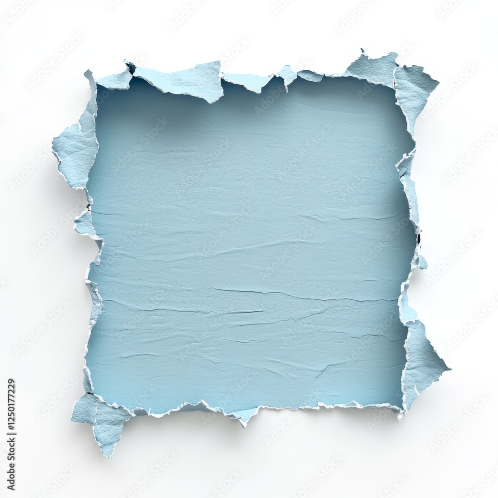 Ripped paper frame, light blue, blank, abstract design Ripped paper frame, light blue, blank, abstract design