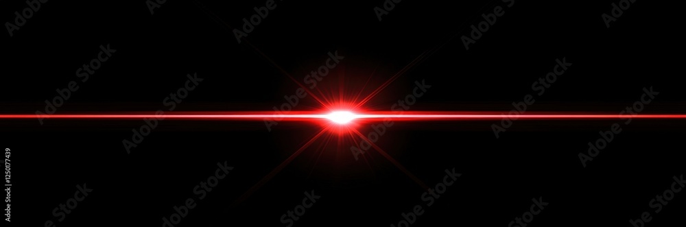 Abstract Red Laser Beam Light Flare on Black Background. Abstract Red Laser Beam Light Flare on Black Background.