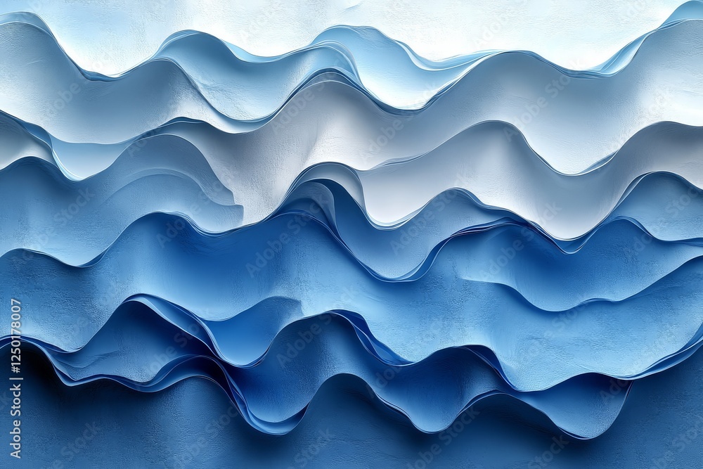 Fototapeta premium 3D render of a blue gradient pattern with a tooth-like shape, creating a seamless texture for a modern design.