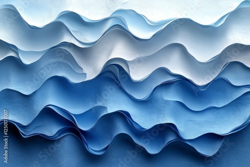 3D render of a blue gradient pattern with a tooth-like shape, creating a seamless texture for a modern design.