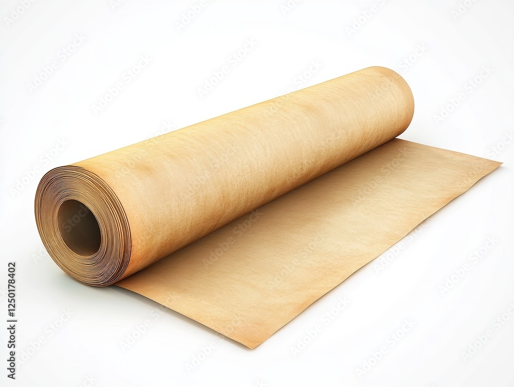 Rolled parchment paper, unfurling, isolated on white background. Rolled parchment paper, unfurling, isolated on white background.