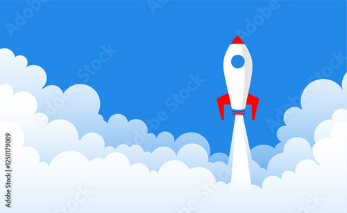 paper style rocket launch background for innovative business strategies