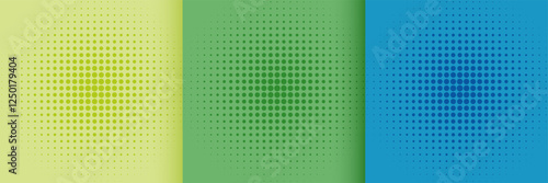 elegant halftone dot background in set of green and blue shades