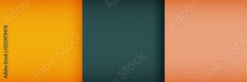 elegant colors halftone design background in set of three