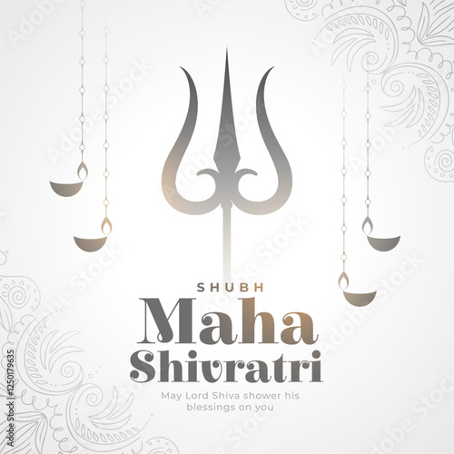 shubh maha shivratri white background with trishul design