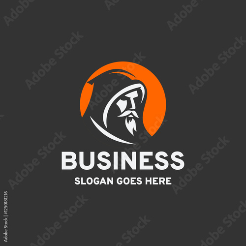 The wanderer logo design vector illustration in black and white style on a black background