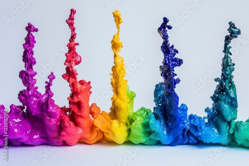 Colorful paintbrush creating a rainbow over the sea