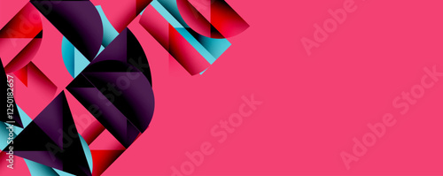 Abstract geometric pattern with intersecting circles and triangles in gradients. The high-contrast composition creates depth and a dynamic, modern aesthetic