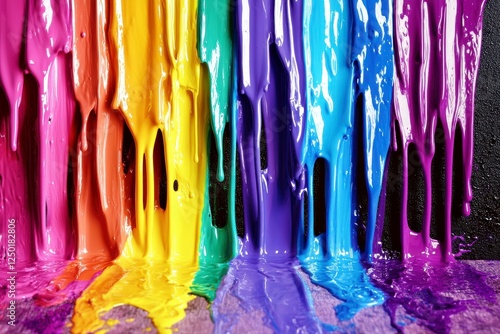 Colorful paintbrush creating a rainbow over the sea