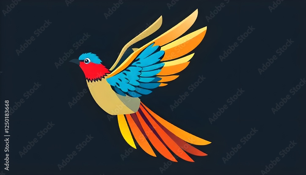 Fototapeta premium zero discrimination day a stylized illustration of a bird with colorful feathers flying freely, symbolizing freedom from discrimination and prejudice
