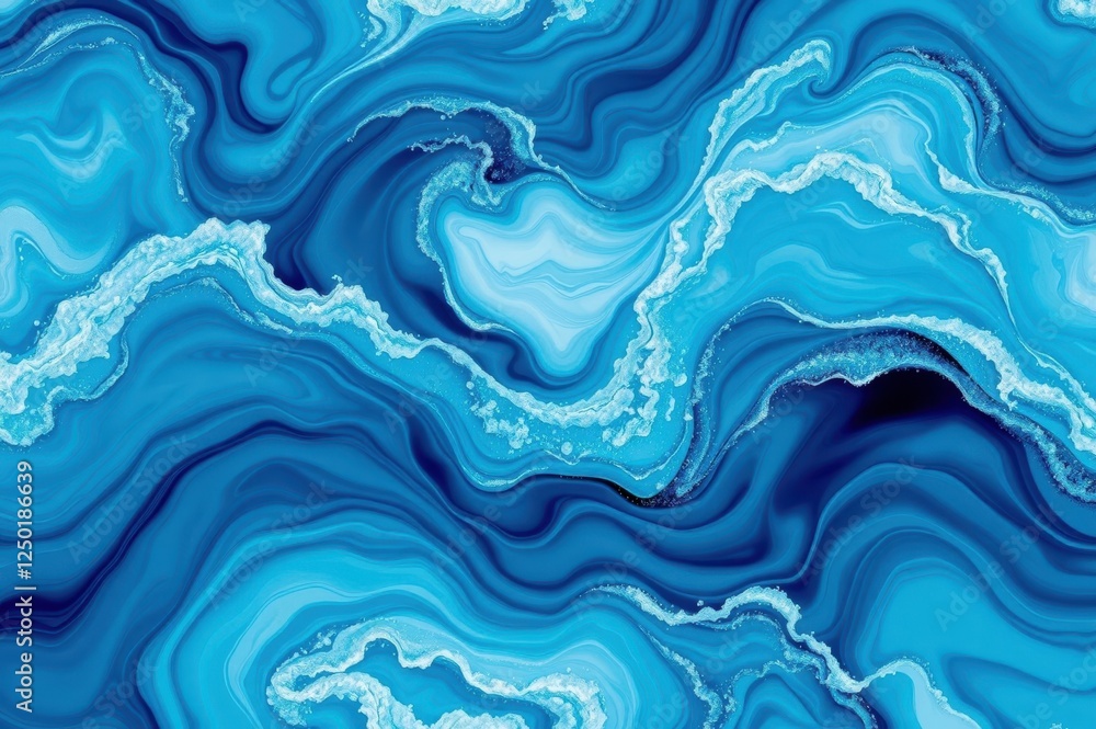 Abstract Blue Marble Texture with Silver Accents Abstract Blue Marble Texture with Silver Accents
