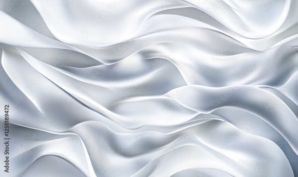 Obraz premium Draped white fabric, elegant waves, studio shot, background blur, textile design