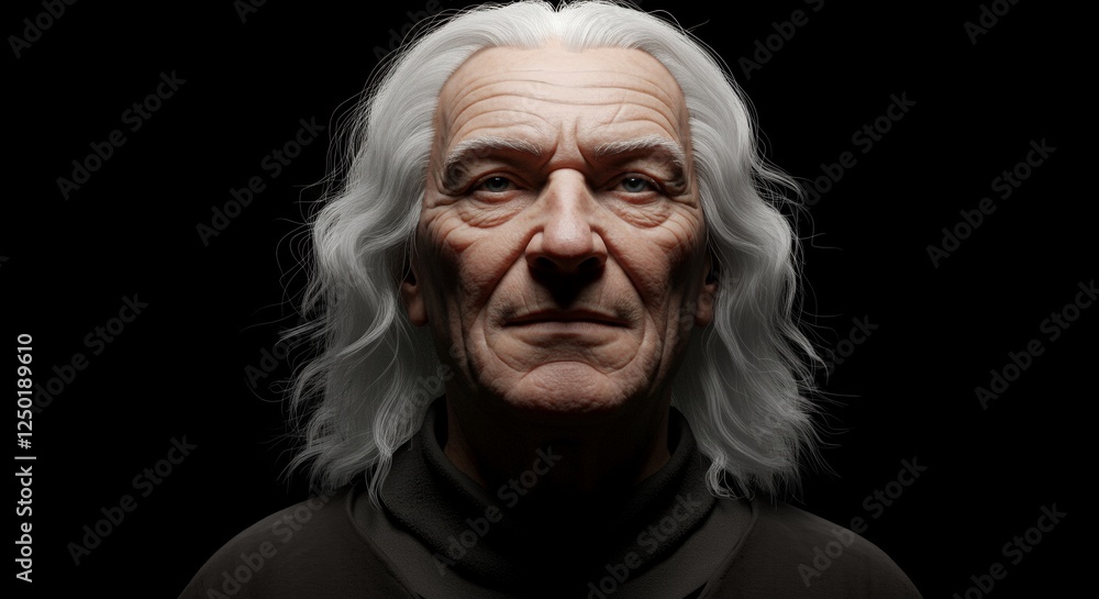 Portrait of an elderly man with long white hair Portrait of an elderly man with long white hair
