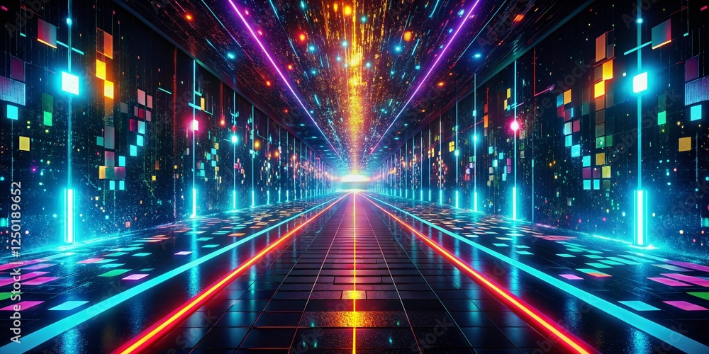 Obraz premium Futuristic Glowing Binary Code Pathway - High Resolution Stock Photo