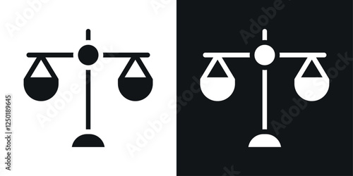 Balance scale icons set vectors black and colored style