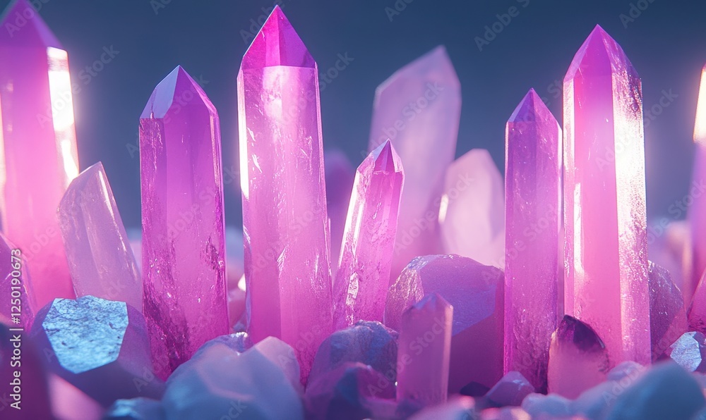 Glowing pink crystals cluster, mystical background, fantasy setting, digital art, perfect for fantasy game assets Glowing pink crystals cluster, mystical background, fantasy setting, digital art, perfect for fantasy game assets