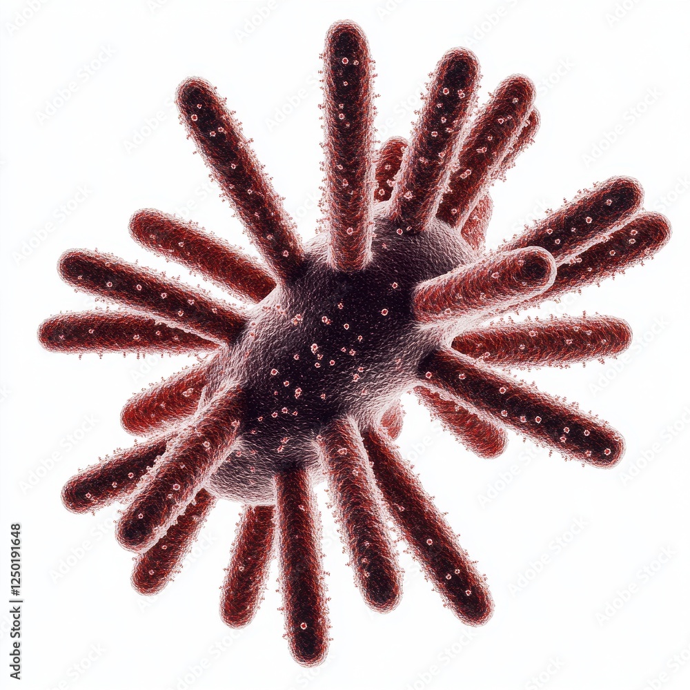 Microscopic 3D Render of a Virus, Detailed Close-up. Microscopic 3D Render of a Virus, Detailed Close-up.