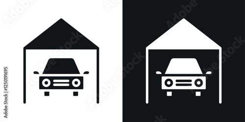 Garage car icons set vectors black and colored style