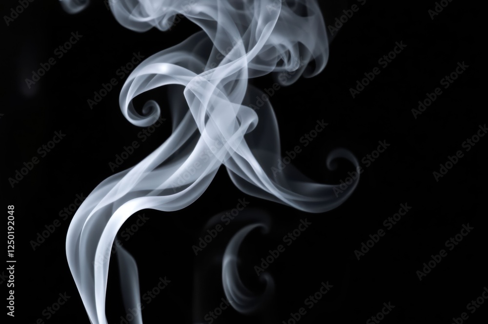 Fototapeta premium Abstract White Smoke Swirls on Black Background