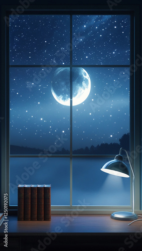 window in the moonlight