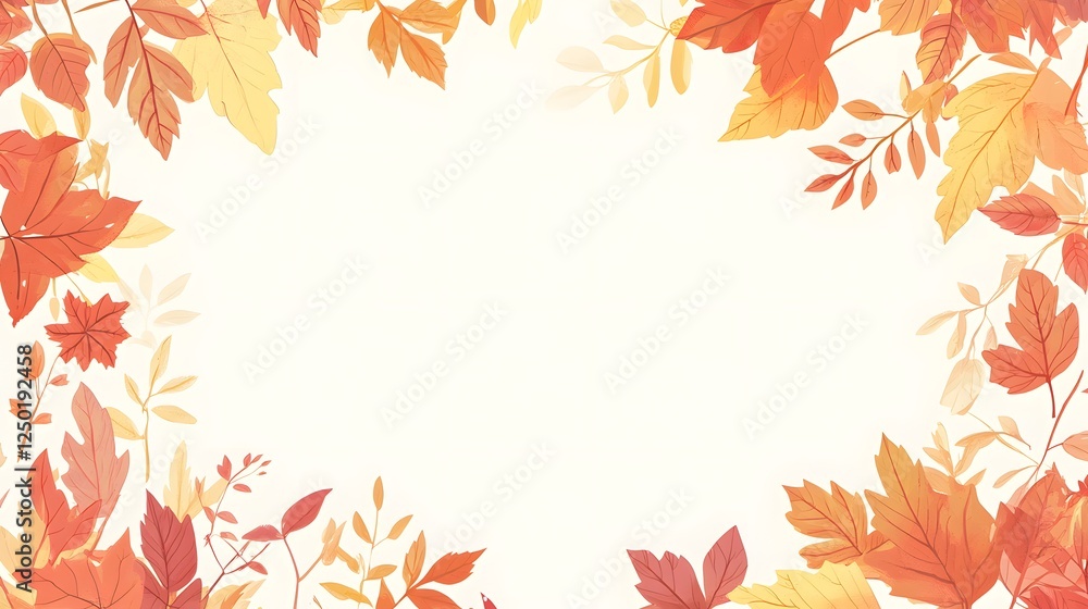 Autumn Leaves Frame White Background Design Autumn Leaves Frame White Background Design