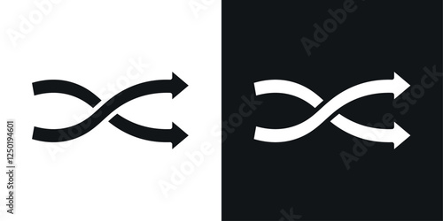 Shuffle icons set vectors black and colored style