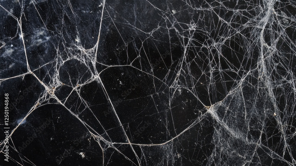 Intricate Spiderweb on Dark Surface Abstract Texture.