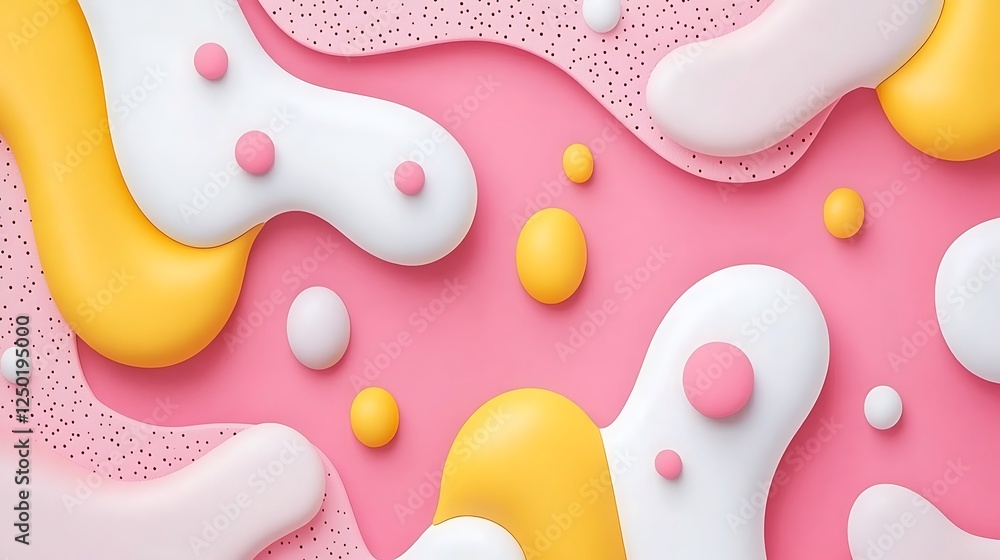 Pink, yellow, white blobs, abstract background Pink, yellow, white blobs, abstract background