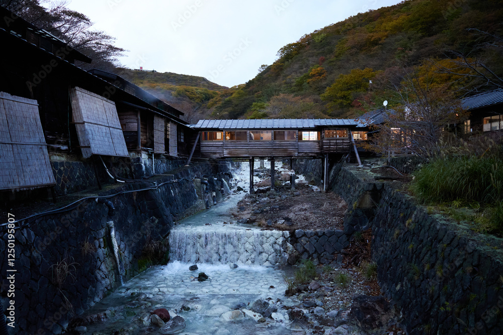 Obraz premium Traditional Hot Spring Village in Japan