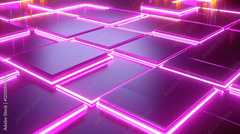 Abstract Purple Neon Lights Cubes Pattern Background Abstract Purple Neon Lights Cubes Pattern Background