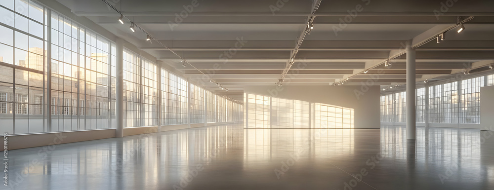 Sunlit urban loft space interior Sunlit urban loft space interior